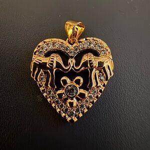 Gold-plated  Heart Pendant with Elephant Motif